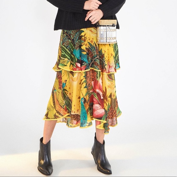 Farm Rio Tropical Dreams Tiered Midi Skirt - Picture 2 of 8